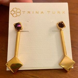 NWT Trina Turk purple and gold drop earrings